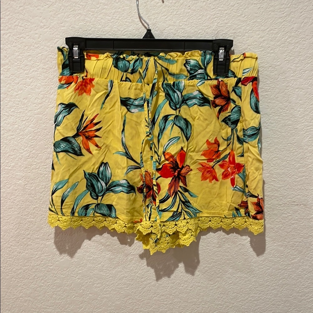 Floral Yellow Women's Shorts and Matching Tank Top